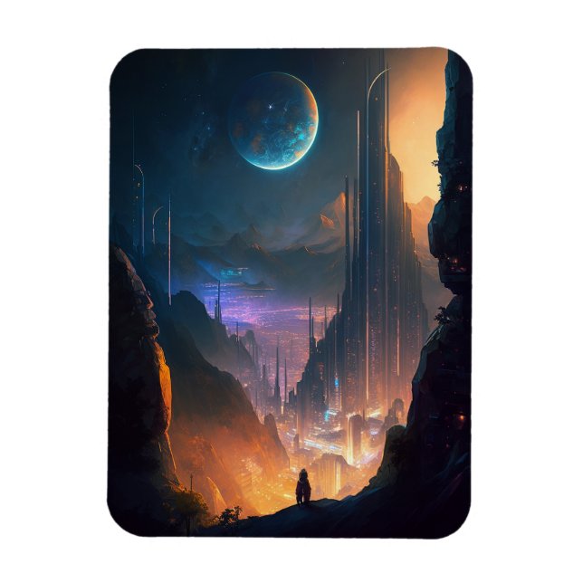 Science Fiction Futuristic City Magnet (Vertical)