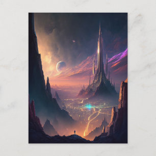 Science Fiction Futuristic City Postcard