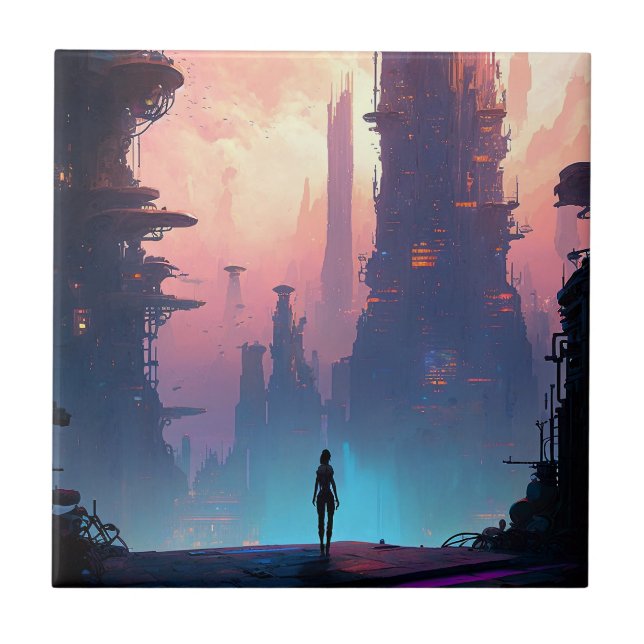 Science Fiction Futuristic City Tile (Front)