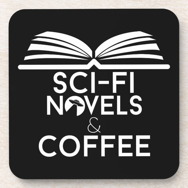 Science Fiction Novels and Coffee Coaster (Front)
