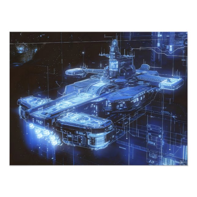 Science Fiction Ship Blueprint Photo Print (Front)