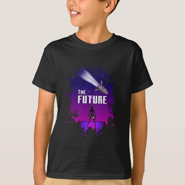 Science Fiction Ufo Space Alien Rocket Funny Gift T-Shirt (Front)