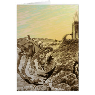 Science-fiction vintage d'aliens sur une planète e
