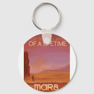Science Fiction Vintage Mars Vacation Illustration Keychain