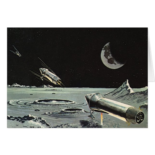 Science-fiction vintage, Rocket Ships Moon Planets (Devant horizontal)
