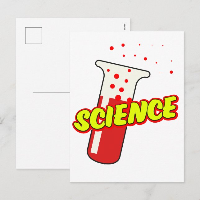 Science Flask Cartoon Holiday Postcard (Front/Back)