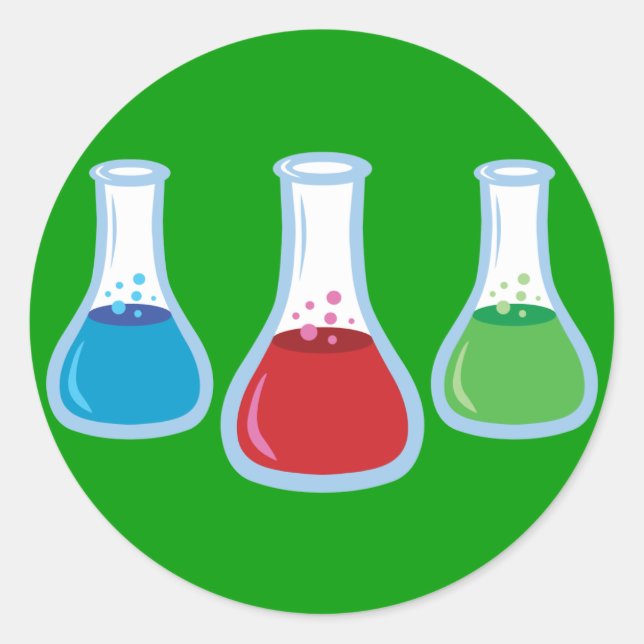 Science Flasks Classic Round Sticker (Front)