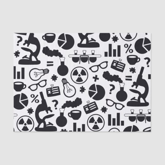 Science for Scientist Pattern (Black and White) Tissue Paper (Front)