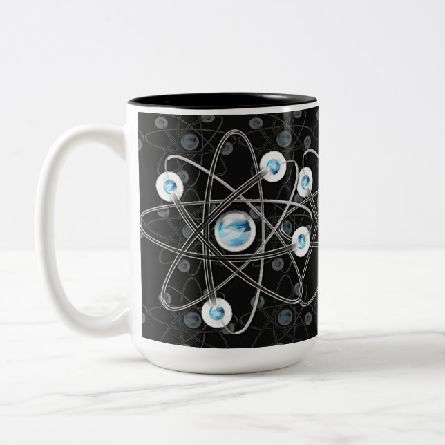Science Geek Atom Symbol Black Mug (Left)