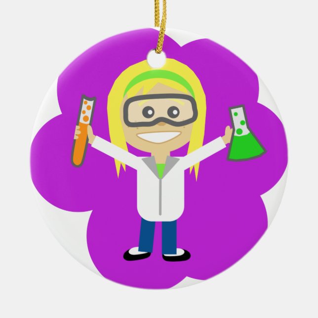 Science Girl Ceramic Ornament (Front)