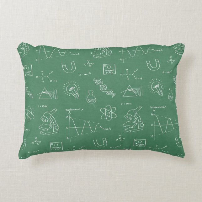Science Icons Pattern Little Scientist Room Decor Decorative Pillow (Front)