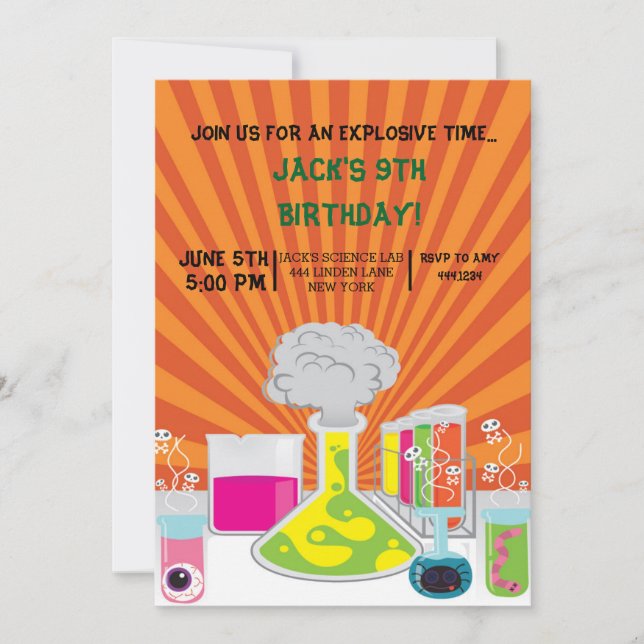 Science Invitation de fête d'anniversaire (Devant)
