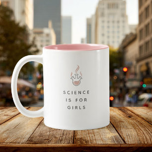 Science is for Girls Cool Trendy Modern Blush Pink Two-Tone Coffee Mug