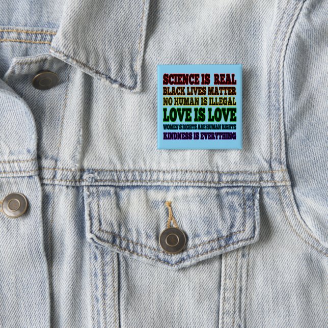 Science is Real Black Lives Matter 2 Inch Square Button (In Situ)