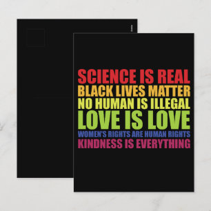Science Is Real Black Lives Matter LGBT Pride  Holiday Postcard
