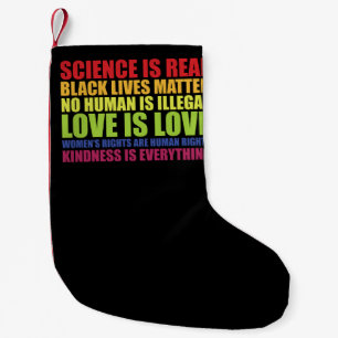 Science Is Real Black Lives Matter LGBT Pride  Small Christmas Stocking