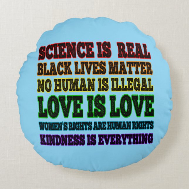 Science is Real Black Lives Matter Round Pillow (Front)