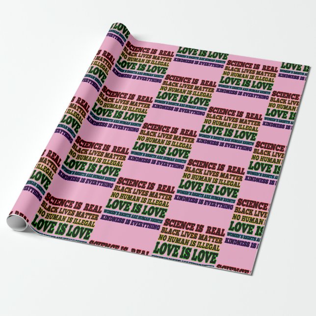 Science is Real Black Lives Matter Wrapping Paper (Unrolled)
