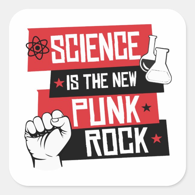 Science is the new punk rock square sticker (Front)