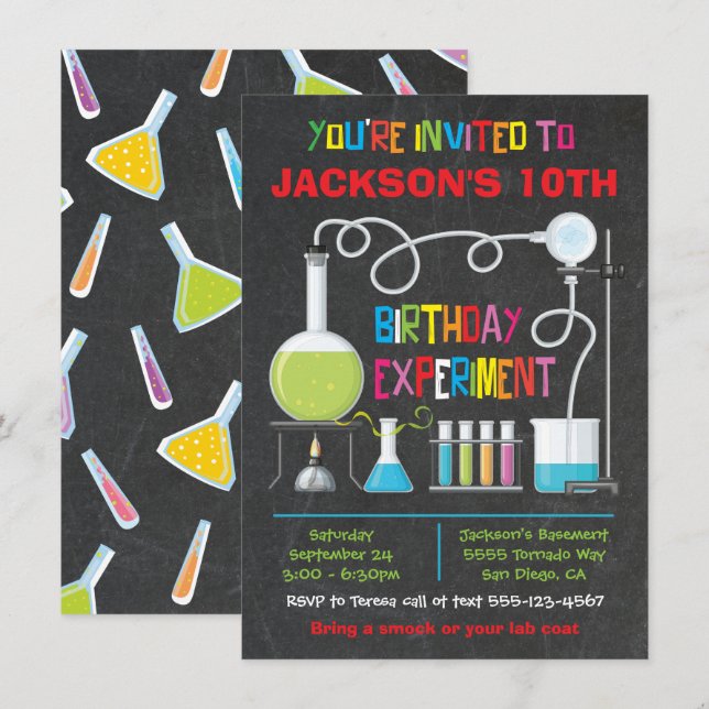 Science Lab Experiment Birthday Party Invitation (Front/Back)