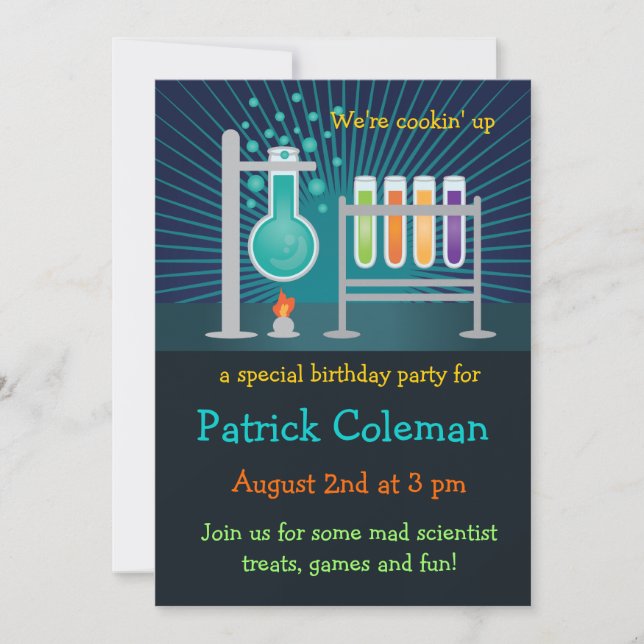 Science Laboratory Birthday Invitation (Front)