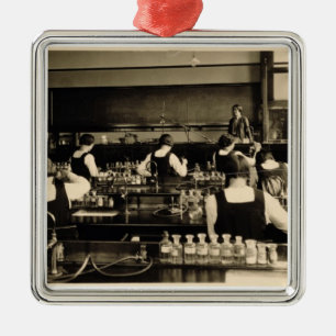 Science Lesson at the London Grammar School for Gi Metal Ornament