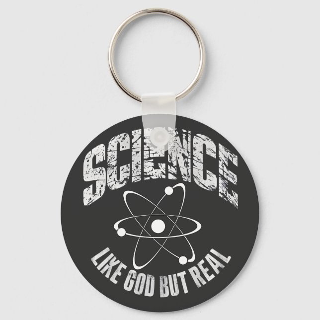  Science Like God But Real Funny Inspirational Keychain (Front)