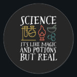 Science Like Magic and Potion Geek Nerd Scientist Classic Round Sticker<br><div class="desc">Science. It’s Like Magic and Potion But Real. Inspirational science design for those who believe in scientific proof, lab experiment and research. Cool motivational merchandise for science teacher, scientist and students. Perfect for science geek, nerd, high school teacher and student who love biology, physics and chemistry. Great Christmas gift and...</div>
