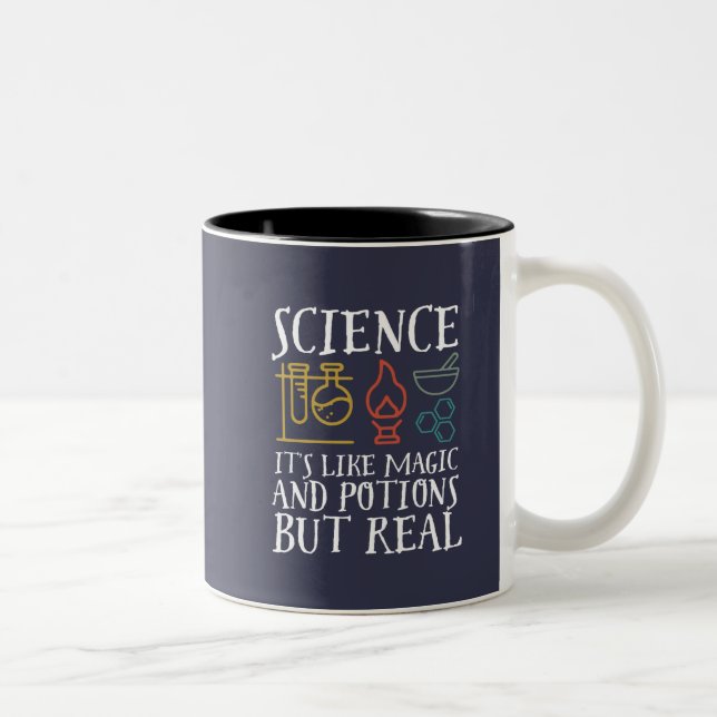 Science Like Magic and Potion Geek Nerd Scientist Two-Tone Coffee Mug (Right)