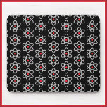 Science Lover Black and Red Atom Mousepad<br><div class="desc">Black mousepad adorned with image of the atom.  Cool gift for the science lover in your life!</div>