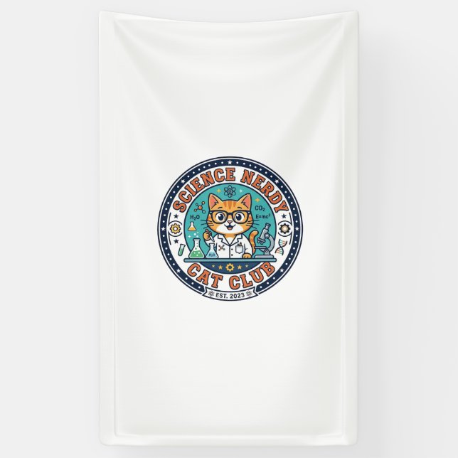 Science Nerdy Cat Cat Mom Gift Idea - Science Nerd Banner (Vertical)
