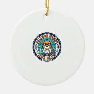 Science Nerdy Cat Cat Mom Gift Idea - Science Nerd Ceramic Ornament