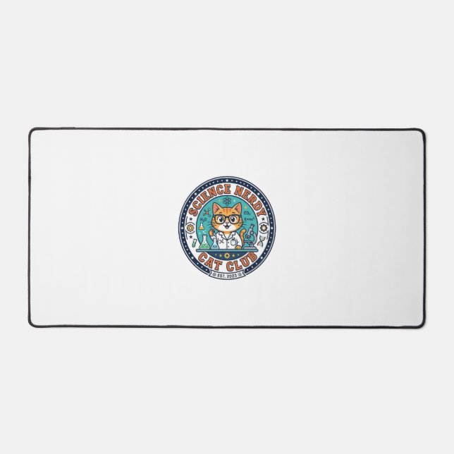 Science Nerdy Cat Cat Mom Gift Idea - Science Nerd Desk Mat (Front)