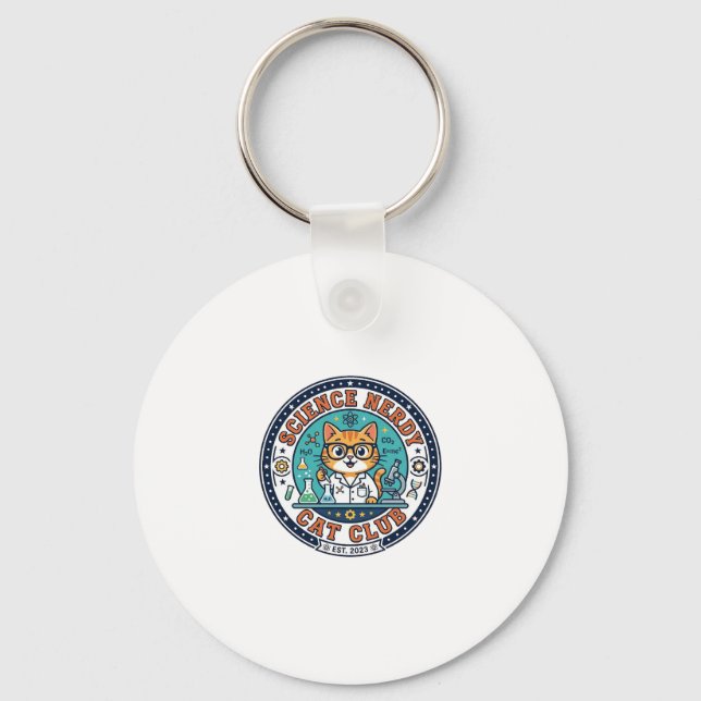 Science Nerdy Cat Cat Mom Gift Idea - Science Nerd Keychain (Front)
