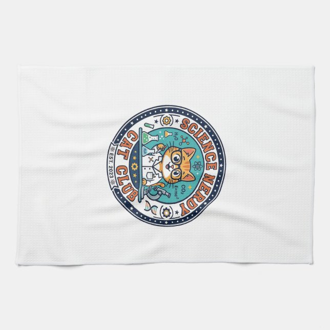 Science Nerdy Cat Cat Mom Gift Idea - Science Nerd Kitchen Towel (Horizontal)