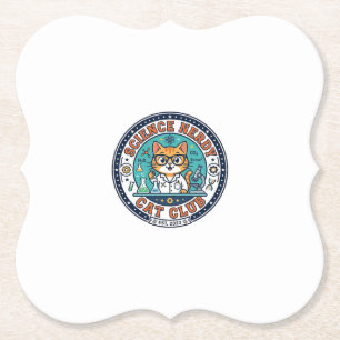 Science Nerdy Cat Cat Mom Gift Idea - Science Nerd Paper Coaster