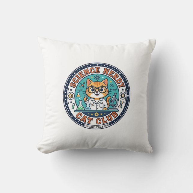 Science Nerdy Cat Cat Mom Gift Idea - Science Nerd Throw Pillow (Front)