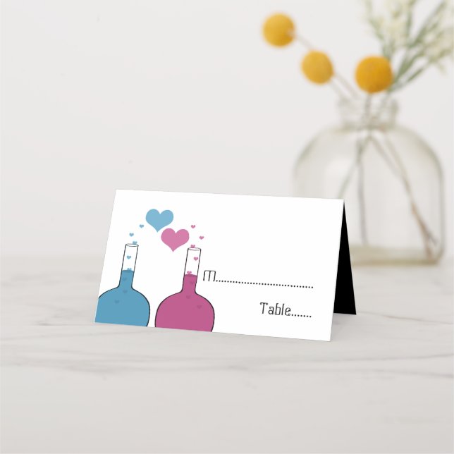 Science of Love Wedding Tented Place Cards (Front)