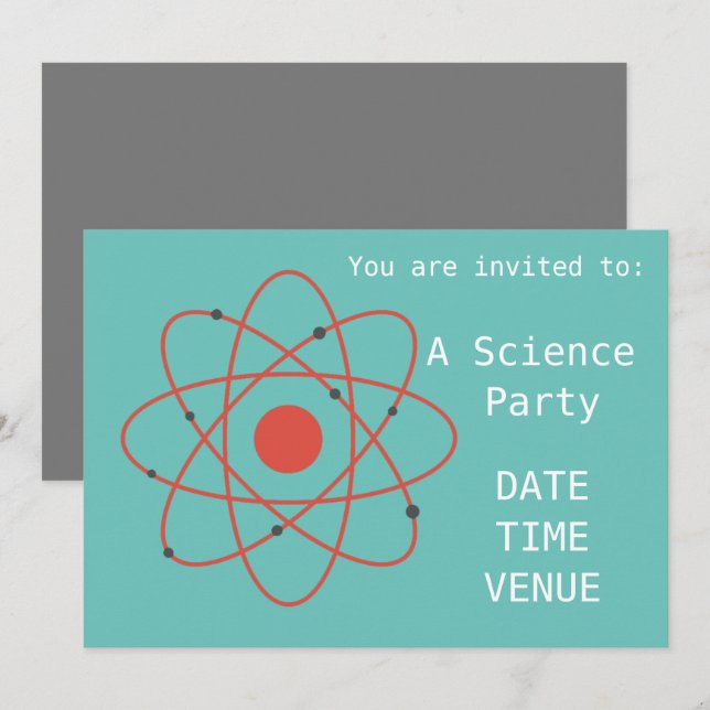 Science party atoms and physics Party Invitation (Front/Back)