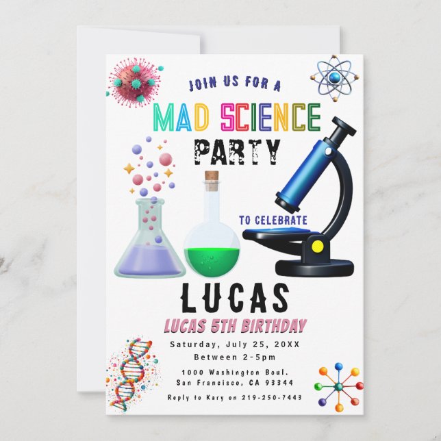 Science Party Birthday Invitation (Front)