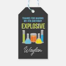 Science Party Favour Tags in Blue
