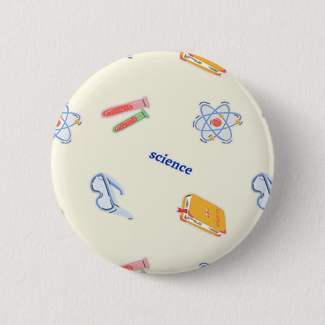 Science pattern on cream 2 inch round button (Front)