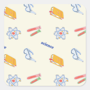 Science pattern on cream square sticker