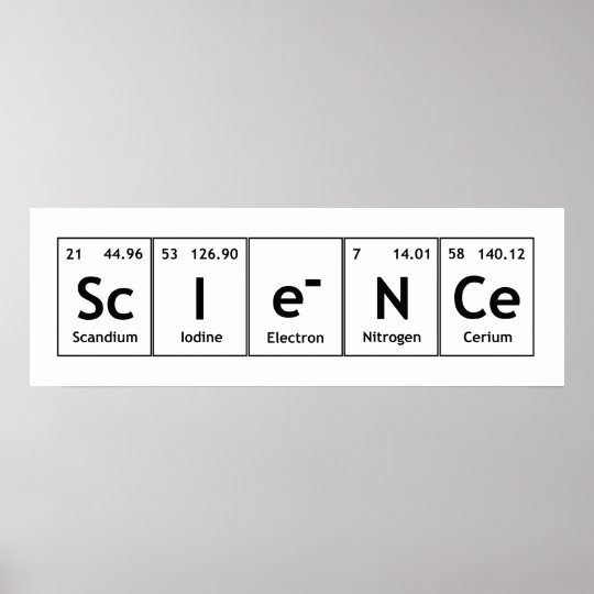 ScIeNCe Periodic Table Elements Word Chemistry Poster | Zazzle.ca