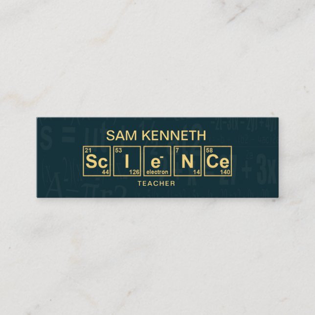 Science Periodic Table Math Formula Grunge Mini Business Card (Front)