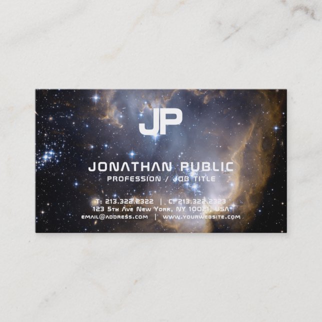 Science Physics Space Universe Monogram Plain Business Card (Front)
