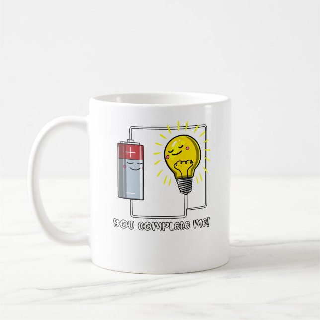 Science Physics You Complete Me Funny Joke Coffee Mug (Left)