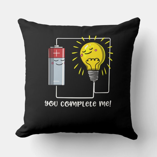 Science Physics You Complete Me Funny Joke Throw Pillow (Front)