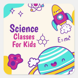 Science Program Labels, Back To School Activity Square Sticker