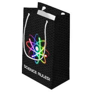 SCIENCE RULES Nerd Glowing Atom Symbol Small Gift Bag